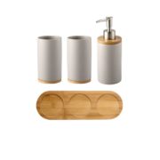 Ceramic Bamboo Bathroom Tumbler and Emulsion Container – Beds Baths and